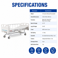 Lit médical manuel multifonctionnel avec dossier réglable et liaison genou, lit d'hôpital à six niveaux avec barrière en aluminium pour personnes âgées (Pflegebett)