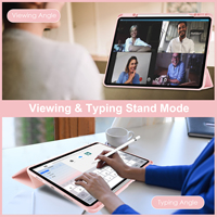 Étuis pour tablette à trois plis antichoc avec coque arrière transparente en PC et emplacement pour stylet pour iPad Air 13 2024 2025 et iPad Pro 12.9