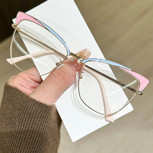 Mắt mèo rắn nhẹ thoải mái đầy đủ vành kim loại khung quang học quá khổ khuôn mặt phù hợp sang trọng bán chạy nhất tất cả các hình dạng khuôn mặt - Product Image 5