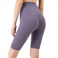 Pantalones Cortos de Ciclismo de Cinco Puntos a la Rodilla de Cintura Alta para Mujer, Efecto Adelgazante y Levanta Glúteos, Transpirables, de Nylon y Spandex