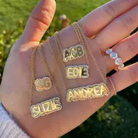 Duoying OEM Collier CZ Diamant gepflasterte Halskette Vergoldeter Anfangs name Alphabet Halsketten Benutzer definierte Emaille Name Halskette