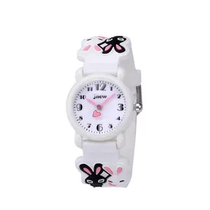 นาฬิกาควอตซ์สำหรับเด็กลายกระต่ายใหม่3D การ์ตูนนาฬิกาแอนะล็อกสำหรับเด็กผู้หญิงเด็กผู้ชาย