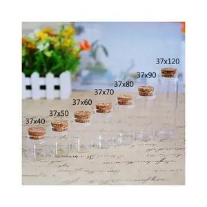 Wholesale 25Ml 30Ml 35Ml 50Ml 55Ml 70Ml 80Ml 90Ml Flat Bottom Tubes Bottles Glass Vials With Cork Stoppers