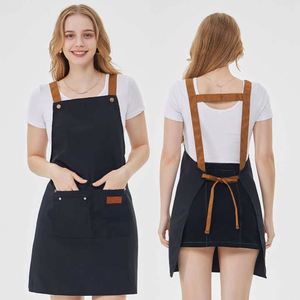 Tablier de cuisine en toile imperméable personnalisable, résistant à l'huile et réglable pour serveur, charpentier et barista, lavable, avec poches pour outils - Product Image 1