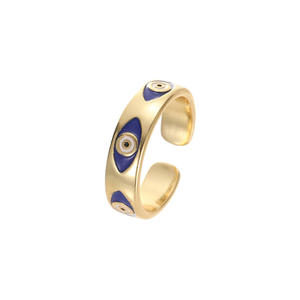 Anillo abierto de ojo de esmalte colorido de lujo ligero Anillo ajustable de ojo de <span class=keywords><strong>diablo</strong></span> de arco iris para mi <span class=keywords><strong>hija</strong></span> - Product Image 4