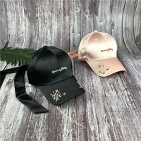 Topi bisbol bunga bordir musim semi dan musim panas panas sutra dan satin siswa Jepang topi busur