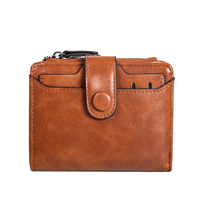 Trendy design short mini girls zipper leather wallets female leather purse card holder