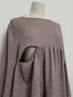 LM020 Abaya en lin crêpe texturé à manches bouffantes, design réversible, adaptée à la maternité, poche zippée, pour la prière islamique