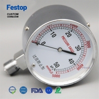 Festop Extreem nauwkeurige manometer voor lage druk, 3'' wijzerplaat, overspanningsbeveiliging, roestvrijstalen manometer