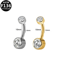 Getta G23 Titane 14G Anneau de Nombril ASTM-F136 Plaqué Or Bijou de Corps Piercing de Mode pour Nombril