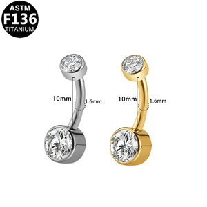 <span class=keywords><strong>Piercing</strong></span> para Ombligo Getta de <span class=keywords><strong>Titanio</strong></span> G23 14G ASTM-F136 Bañado en Oro Joyería Corporal de Moda - Product Image 2