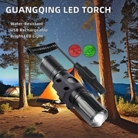 Guangqing senter taktis LED luar ruangan tahan air kuat senter Led penyelamatan memancing Mini mencari lampu merah hijau