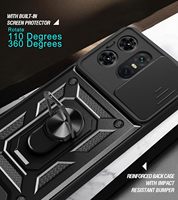 Coque de téléphone à fenêtre coulissante pour Tecno Camon 40 30 Pro 4G 5G avec anneau métallique, béquille et protection de l'appareil photo