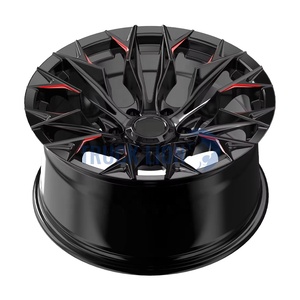 Jantes de camionnette 4x4 tout-terrain certifiées DOT, 18 pouces, noires avec accents rouges, concaves profondes, pour RS LM RI-D pour Jeep Ford - Product Image 3