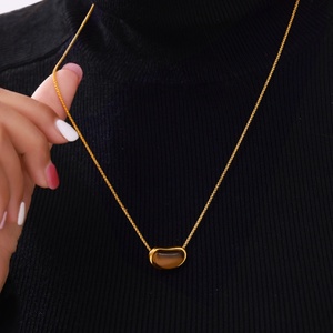 Light Luxury Retro Geometric Tiger's Eye Pendant Necklace Women Simple Temperament Niche Clavicle <b>Chain</b> Stainless Steel Jewelry - Product Image 2