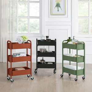 <b>Foldable</b> Rolling Storage <b>Cart</b>, Multi Tier Portable Organizer Rack for Kitchen Bedroom Snack and Home Storage - Product Image 2