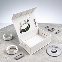 Boîte rigide à couvercle magnétique avec fenêtre personnalisée, impression pour emballage de produit électronique, boîte cadeau pour bague connectée