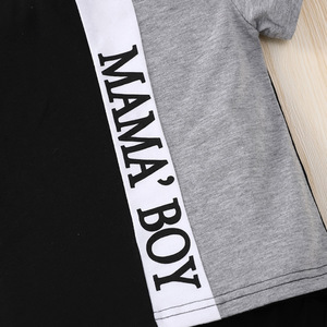 Ensemble pour enfant à manches courtes, noir, blanc et gris, assorti, pour l'été, de la marque Mama's Boy - Product Image 4