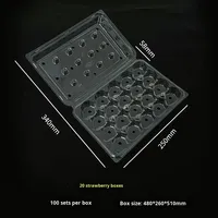 Boîte d'emballage carrée en blister de qualité alimentaire pour animaux de compagnie avec plateau, conteneur à fruits à 4 compartiments, présentoir en plastique transparent 58 mm, 152 pièces
