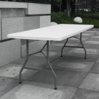 Table rectangulaire blanche portable commerciale en gros pour événements extérieurs, camping, location et restauration