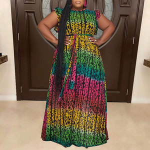 chinese dress ladies African Dress for Women O-Neck Ankara Traditional Clothing Short Sleeve Print  Dresses at Amazon Women's Clothing store main image 0
