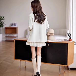Black Women's Suit Set Solid Color Anti-Wrinkle Academic Style Jacket Casual Suit For College Student Interview - Product Image 3