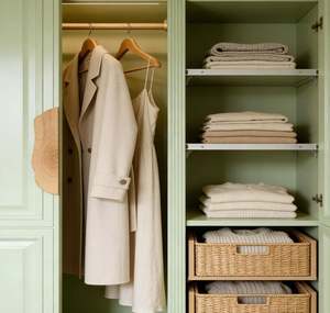 Système de dressing sur mesure vert pastel de luxe 2026 avec éclairage LED, quincaillerie en laiton et accents français pour rangement de chambre - Product Image 2