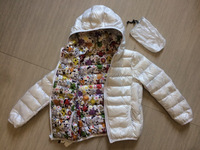 Doudoune à capuche réversible ultra légère pliable pour fille et garçon de 1 à 8 ans Veste en duvet pour enfants