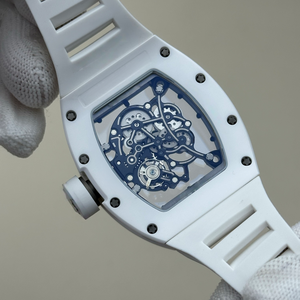 Orologi di lusso da uomo 055 Style Bubba Watson con lunetta in titanio grigio <span class=keywords><strong>TiC</strong></span> e cinturino in gomma bianca, orologio da polso meccanico manuale - Product Image 5