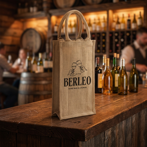 Custom Jute Wine <b>Bag</b> with Divider Washable Promotional Tote <b>Bottle</b> Holder Gift <b>Bag</b> 100% Eco-Friendly Promotional <b>Bags</b> - Product Image 2