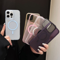 Coque de téléphone magnétique de luxe en TPU givré mat transparent de 1,5 mm avec peinture UV pour iPhone S25 Ultra, compatible avec iPhone 14, 15, 16, 17 Pro Max