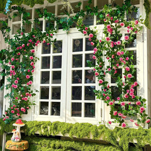 Guirlande de roses artificielles en soie, plante grimpante, bouquet de fleurs pour décoration murale intérieure, mariage, balcon, plante verte suspendue - Product Image 2