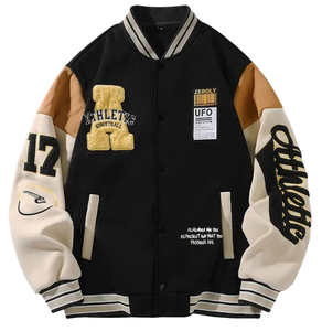 Veste universitaire à manches longues pour homme, lavable en machine, décontractée, en tricot de polyester, avec broderie de lettres pour l'automne - Product Image 1