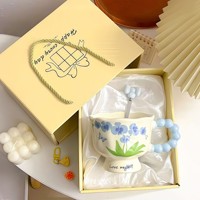 Cadeau pour la Journée de la Femme et les Anniversaires des Filles et des Enseignantes - Tasse à fleurs en céramique, résistante aux micro-ondes et aux hautes températures, design style Ins