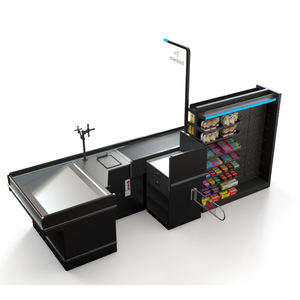 Comptoir de caisse combiné avec étagère d'exposition frontale et convoyeur électrique de haute qualité - Product Image 3