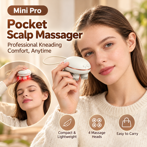 เครื่องนวดหนังศีรษะขนาดพกพาไร้สาย พร้อมระบบทำความร้อน 4 หัวนวด อุปกรณ์ดูแลตัวเองแบบพกพา - Product Image 1