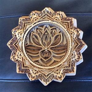 Decorazione <span class=keywords><strong>da</strong></span> <span class=keywords><strong>Parete</strong></span> <span class=keywords><strong>in</strong></span> <span class=keywords><strong>Legno</strong></span> 3D Multistrato con <span class=keywords><strong>Mandala</strong></span> Geometrico Tagliato al Laser - Product Image 1