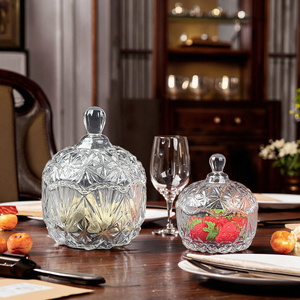 Luxury Home Kitchen Storage Tableware Set Fruit Tray Candy Jar Candle Holder Sugar Storage Case Glass Spice Promotion Gift Food