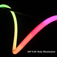 Bande LED néon flexible en silicone noir, étanche IP67, DC24V, 22mm, 360 RGBIC adressable, éclairage pour fêtes, clubs, parcs à thème