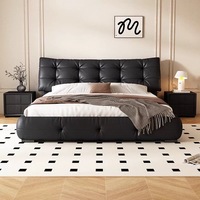 Modèle Italien Sac Souple en Cuir Haut de Gamme Atmosphère Chambre Petit Appartement en Cuir Lit Double King Size Lit