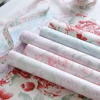 Kertas Seni Pembungkus Bunga Katun dengan Relief Bunga Mawar yang Indah, Dilengkapi Bahan Floral dan Embossing