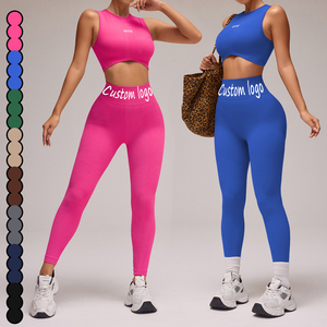 Da <span class=keywords><strong>donna</strong></span> <span class=keywords><strong>sostenibile</strong></span> 2 pezzi Set Yoga pesca stretto Hip <span class=keywords><strong>abbigliamento</strong></span> sportivo per Fitness da corsa traspirante tinta unita senza soluzione di continuità - Product Image 1