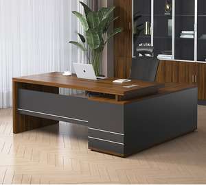 Scrivania per Computer da Ufficio Direzionale Moderna, Arredamento Aziendale, Design Manager con Pannello Stile Legno - Product Image 2