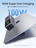 Batería Externa UGREEN Nexode de 20000 mAh y 130 W, Cargador Portátil de 72 Wh con Carga Rápida PD, 3 Puertos USB C y Pantalla Inteligente TFT