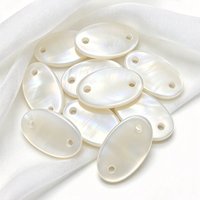 Boutons ovales à deux trous en coquille de rivière blanche, boutons plats à deux trous pour la décoration de vêtements
