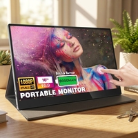 Monitor Portátil para Juegos con Pantalla Táctil IPS Full HD 1080P de 16 Pulgadas, con USB Tipo-C, Aleación de Aluminio y Retroiluminación WLED
