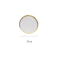 Assiette en verre transparente à rayures verticales de 13 pouces avec bord doré, vente en gros