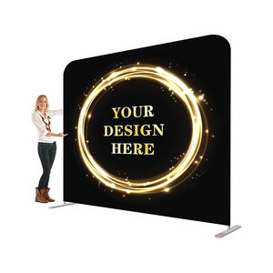 कस्टम तनाव कपड़े व्यापार आपके चित्र पाठ लोगो के साथ प्रदर्शन-पोर्टेबल फांसी शैली पृष्ठभूमि बैनर स्टैंड - Product Image 1
