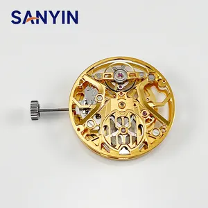 Sanyin Luxe Skelethorloge Goud Saphir Aangepast Automatisch Uurwerk Mechanisch 24 Uur Horloge Modificeren Japan Beweging Accessoires