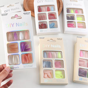 Ongles en gel complet à couverture intégrale, style européen, couleurs assorties, pointes françaises, forme amande, <span class=keywords><strong>rose</strong></span> nude, bordeaux - Product Image 4